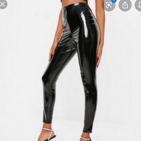 shiny black leather pants